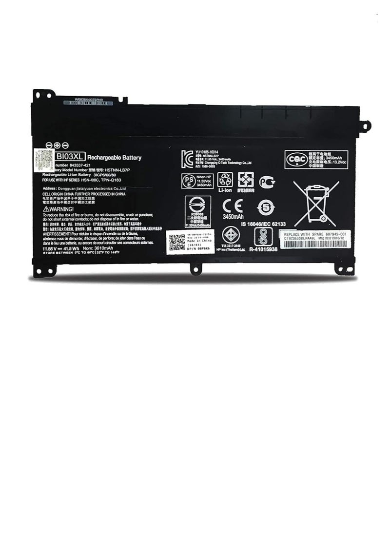 New (BI03XL ON03XL) Battery for HP Stream 14-CB 14-AX 14-DS:14-CB185NR CB171WM 14-DS0010DS 14-DS0035NR DS0036NR 14-AX010WM AX020WM AX030WM 14-AX040WM;843537-541 844203-850 Series