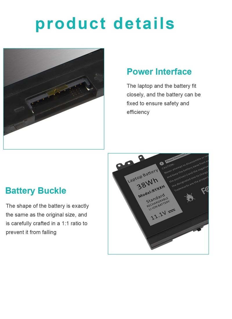 New RYXXH Battery for Dell Latitude E5450 Latitude 12 5000 E5250 (P25S001) Latitude 11 3150 3160 Series 1400 WW116 FT080 FT095 MN151 MN154 312-0543 Notebook Battery