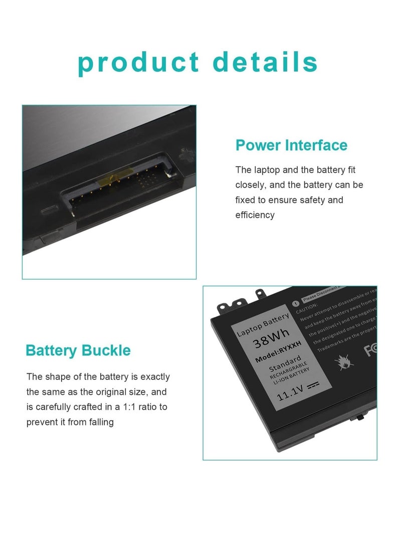 New RYXXH Battery for Dell Latitude E5450 Latitude 12 5000 E5250 (P25S001) Latitude 11 3150 3160 Series 1400 WW116 FT080 FT095 MN151 MN154 312-0543 Notebook Battery