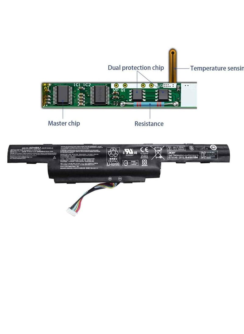 11.1V 62.2Wh 5600mAh AS16B5J Laptop Battery Compatible for Acer Aspire E5-575G-53VG E5-575G-30ZJ E5-575G-51QK E5-575G-53FA E5-575G-53SX E5-575G-54K9