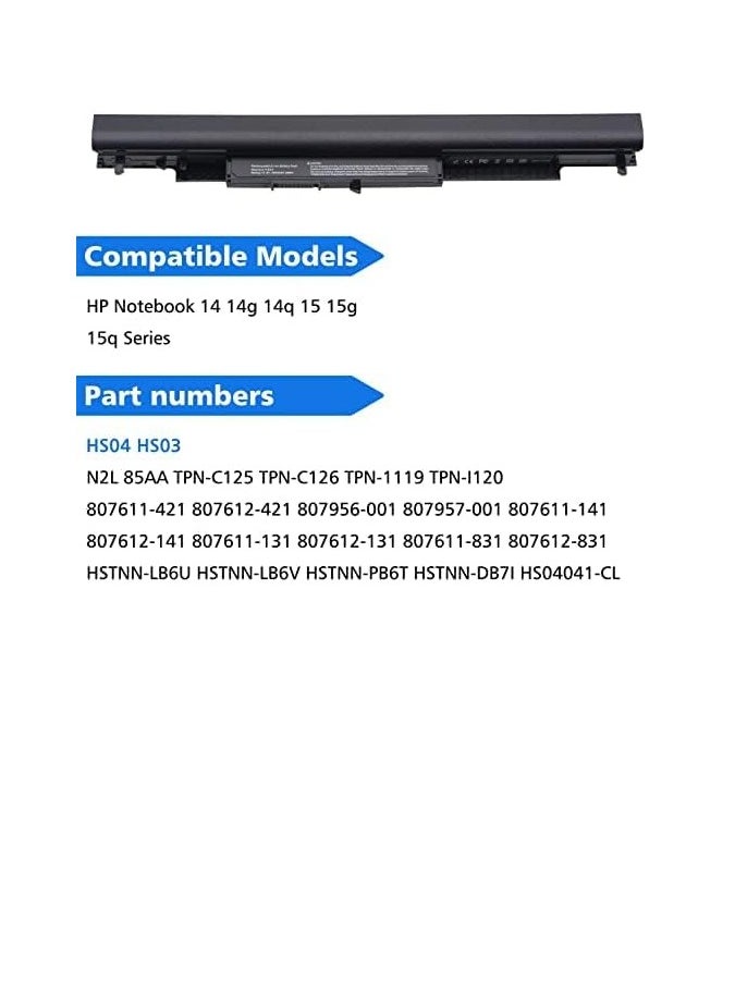 HS04 Battery for HP HS04 HS03 807956-001 807957-001 807611-421 15-AY039WM TPN-I119 HSTNN-LB6U 15-AC121DX 15-AY009DX 15-AF131DX 15-AY041WM 250 G5