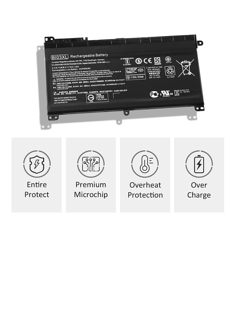 New (BI03XL ON03XL) Battery for HP Stream 14-CB 14-AX 14-DS:14-CB185NR CB171WM 14-DS0010DS 14-DS0035NR DS0036NR 14-AX010WM AX020WM AX030WM 14-AX040WM;843537-541 844203-850 Series