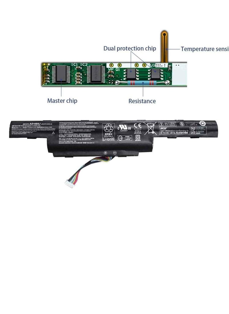 11.1V 62.2Wh 5600mAh AS16B5J Laptop Battery Compatible for Acer Aspire E5-575G-53VG E5-575G-30ZJ E5-575G-51QK E5-575G-53FA E5-575G-53SX E5-575G-54K9