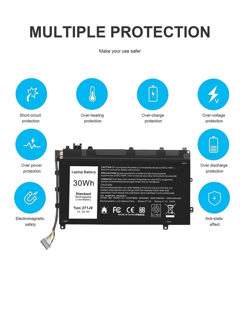 11.1V 30Wh 3-Cell 271J9 GWV47 0GWV47 MN791 YX81V 3WKT0 0MN791 Laptop battery compatible for Dell Latitude 7350 13 7000