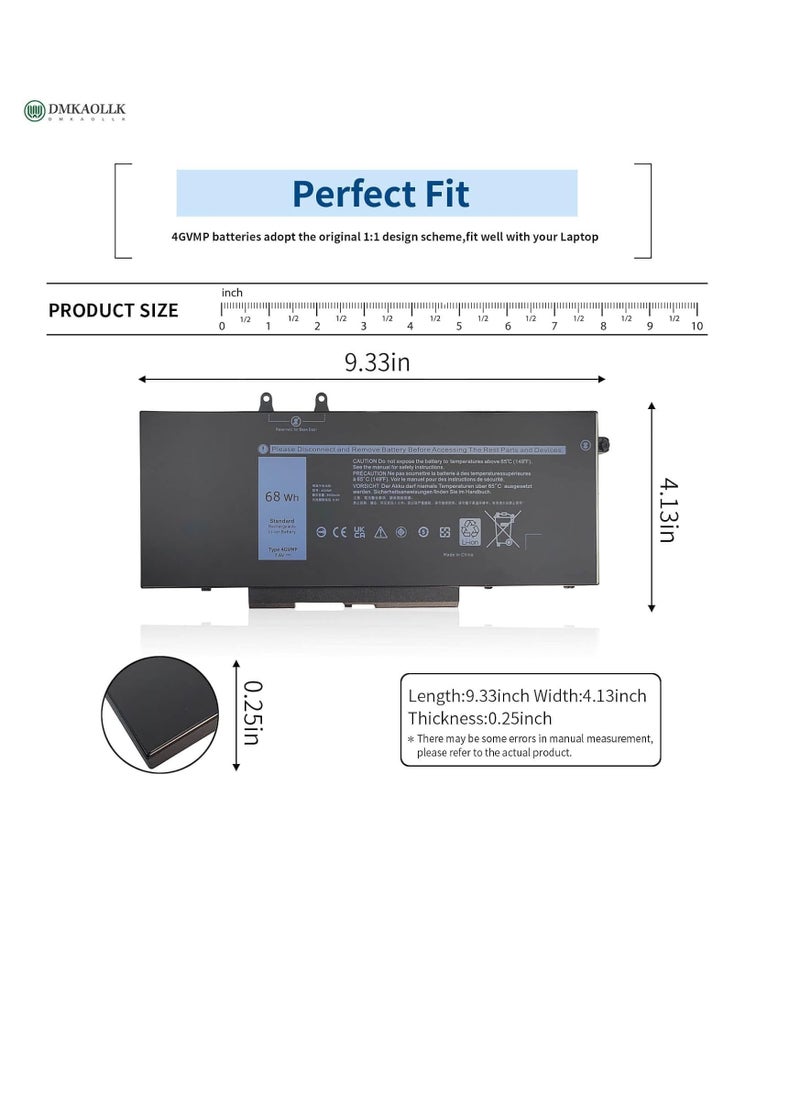 7.6V 68W, 4GVMP 0X77XY 0C5GV2 Laptop Battery Compatible for Dell Latitude 5400 5500 5410 5510 Precision 3540 3550 Inspiron 7590 7591 7791 2-in-1 Series 1V1XF R8DC. 7N RF7W, M 9JRYT 09JRYT