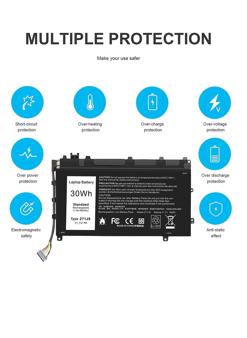 11.1V 30Wh 3-Cell 271J9 GWV47 0GWV47 MN791 YX81V 3WKT0 0MN791 Laptop battery compatible for Dell Latitude 7350 13 7000