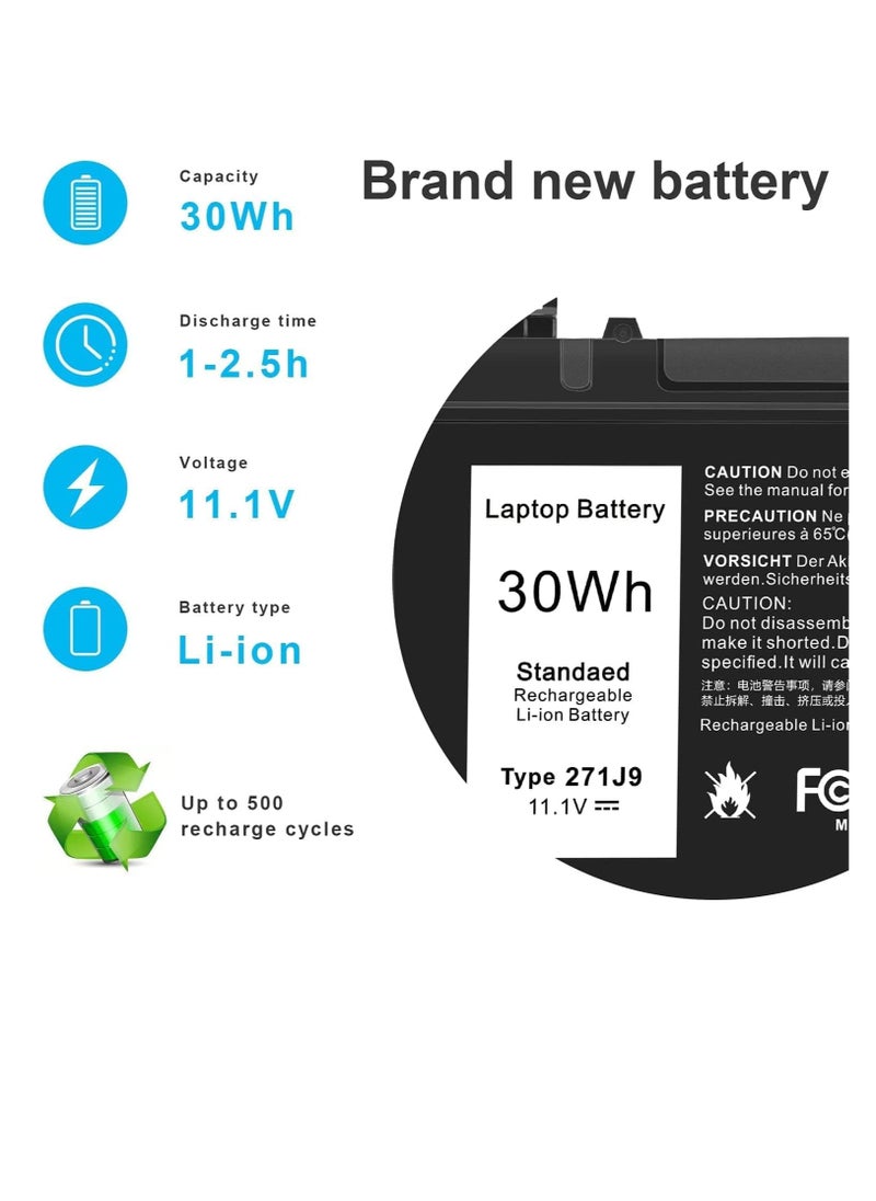 11.1V 30Wh 3-Cell 271J9 GWV47 0GWV47 MN791 YX81V 3WKT0 0MN791 Laptop battery compatible for Dell Latitude 7350 13 7000