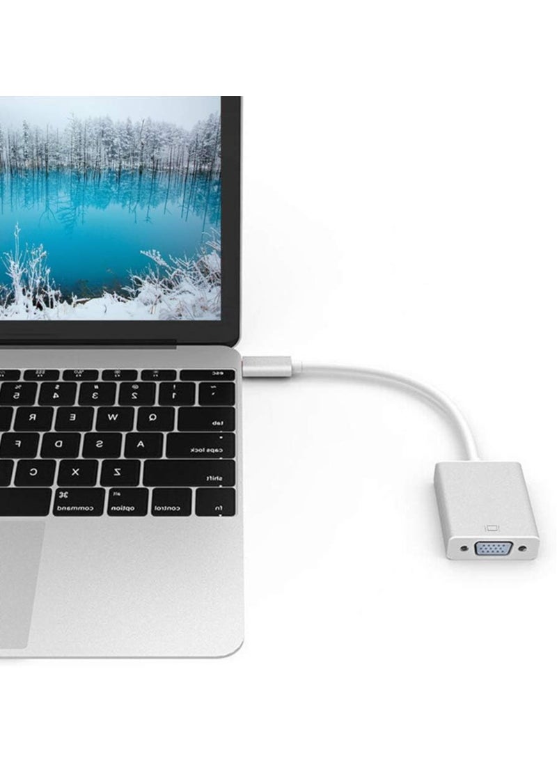 USB-C to VGA Adapter, USB 3.1 Type C (Thunderbolt 3) to VGA Converter Compatible with MacBook Pro, New MacBook, MacBook Air 2018, Dell XPS 13/15, Surface Book 2 and More (Silver)