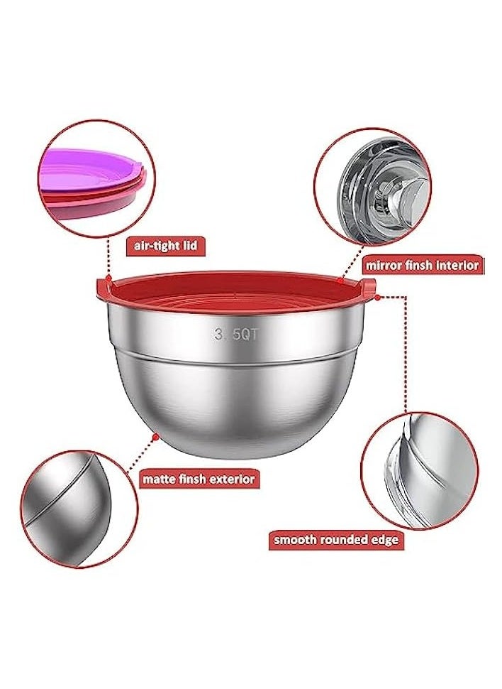 Mixing Bowls with Airtight Lids, Stackable Stainless Steel Mixing Bowls Set, Space Saving Storage, Non-slip Bottom Mixing Bowls for Mixing and Prepping Different Sizes (multicolor, 7 Pcs)