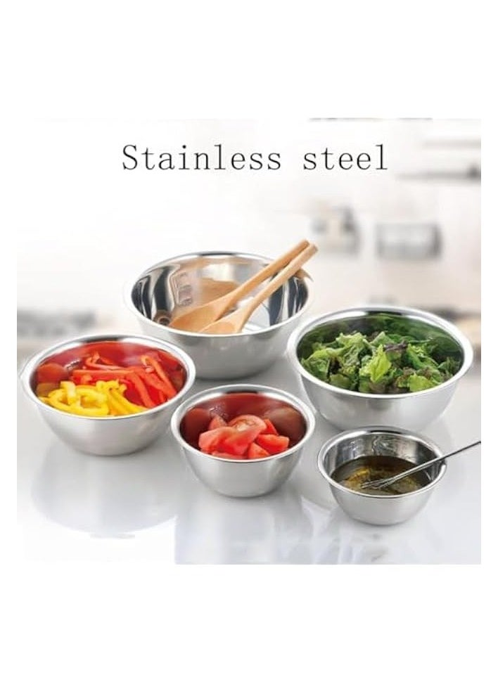 Stainless Steel Mixing Bowl Set, 5 Pcs Easy-grip Bowls for Kitchen, Premium Nesting Bowls for Space Saving Storage, Metal Mixing Bowl for for Cooking, Baking, Food Storage