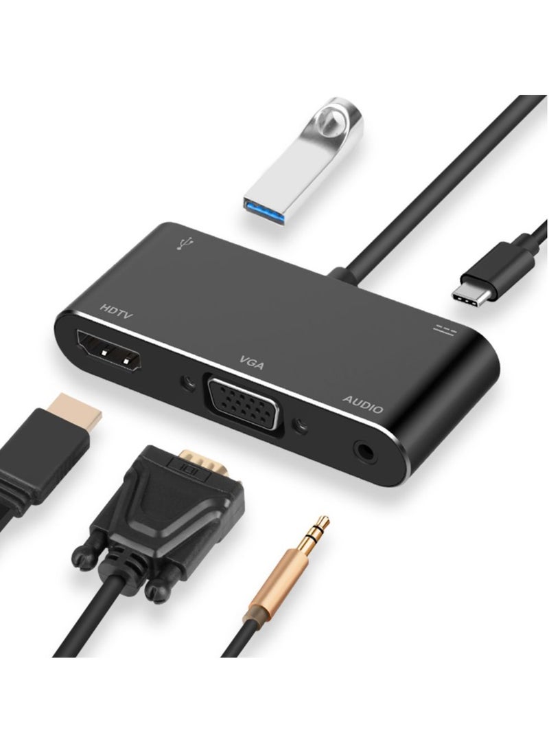 5 in 1 USB C Hub with 4k HDMI, PD Charging, VGA, USB, Audio Docking Station for MacBook Pro, Laptops