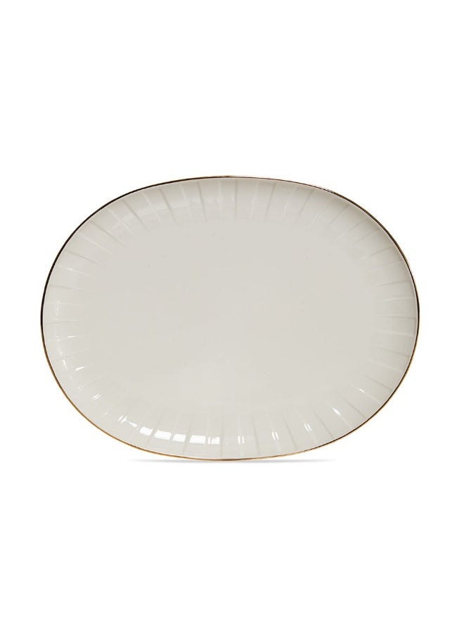 Absolute Oval Platter, Off-White And Gold - 36 Cm