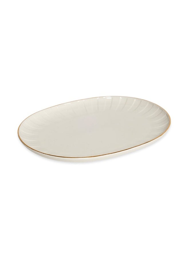 Absolute Oval Platter, Off-White And Gold - 36 Cm