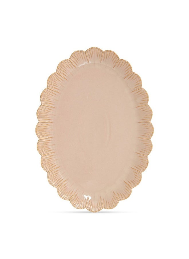 Fleuri Oval Plate, Terracotta - 36Cm