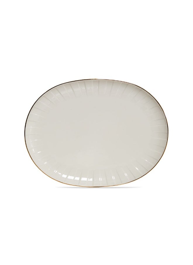 Absolute Oval Platter, Off-White And Gold - 30 Cm