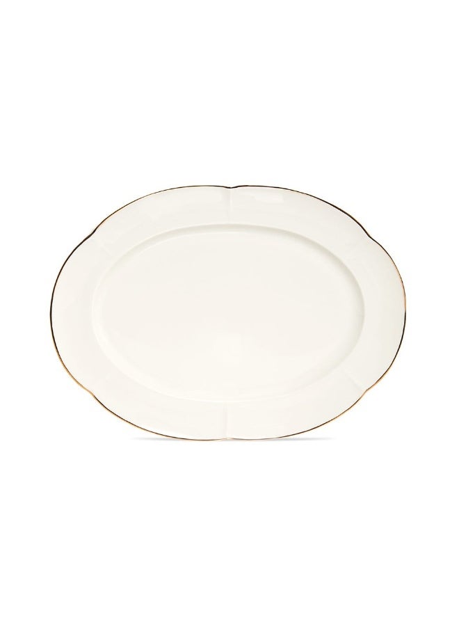 Bella Oval Platter, Off-White And Gold - 30 Cm