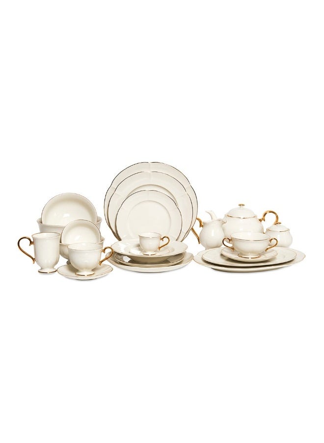 Bella Oval Platter, Off-White And Gold - 30 Cm