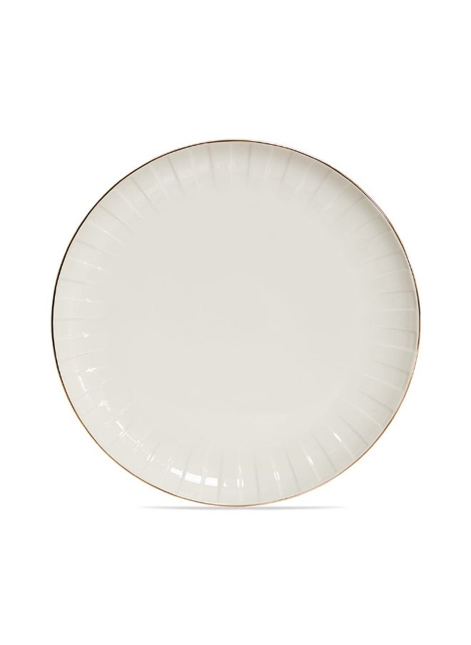 Absolute Round Platter, Off-White And Gold - 30 Cm