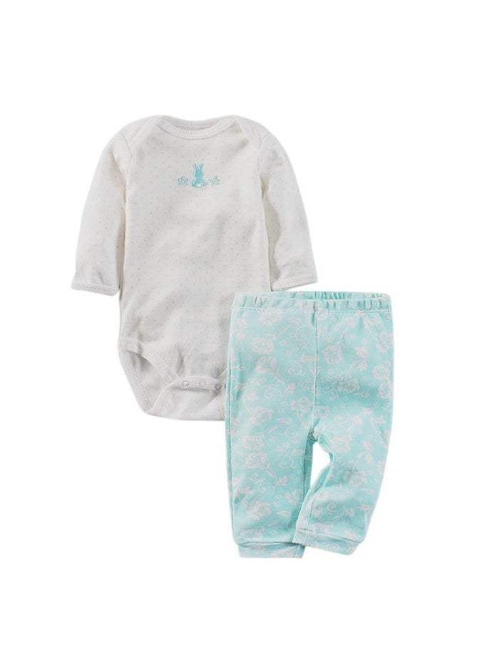 Bambimici Rabbit Bodysuit Long Sleeve & Pyjama with Hat Set - Baby Blue
