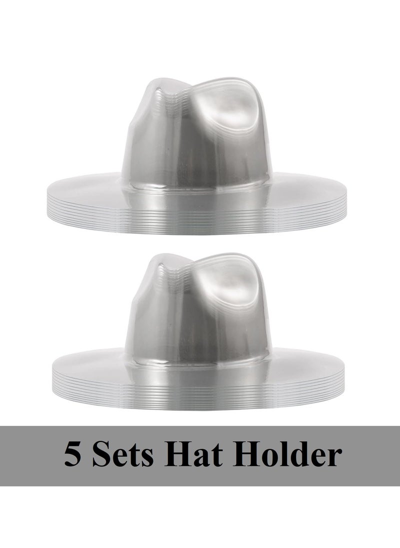 5 Sets Wide Brim Fedora Hat Holder - 360° Protect Shape in Travel or Transport, Great for Storage Straw or Felt Panama, Plastic Cap Mold Protectors, Ideal Collectors Gift