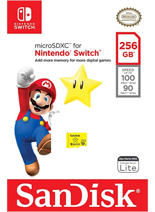 MicroSDXC UHS-I card for Nintendo Switch -, 100MB/s read; 90MB/s write 256.0 GB