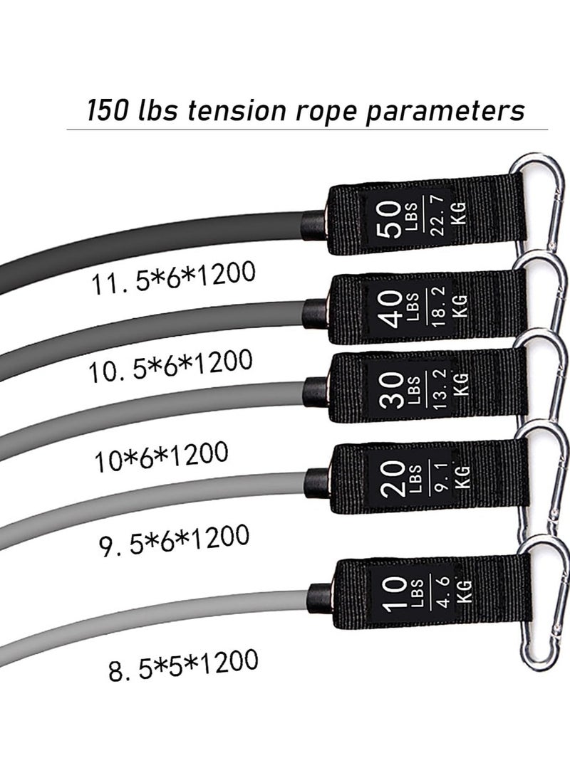 150 lb Resistance Band Set with Handles, Leg and Ankle Bands, Rally Rope Fitness Rally Bands, Physical Therapy, Body Shaping, Yoga, Home Exercise