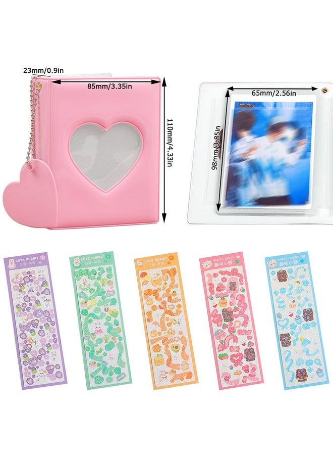 Mini Photo Album Set Of 2, Maehsab Small Kpop Photocard Binder Album, Kpop Photocard Holder Book, Photocard Id Holder With 5 Sheets Kpop Korean Stickers　(32 Pockets)