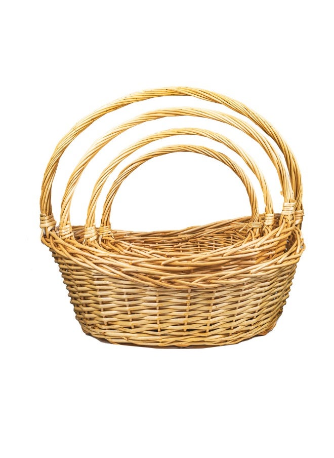 Natural Willow Basket Set - 4 Pcs, 52×39x19H, 44x32×17H, 38x26x14H, 32x21x12H