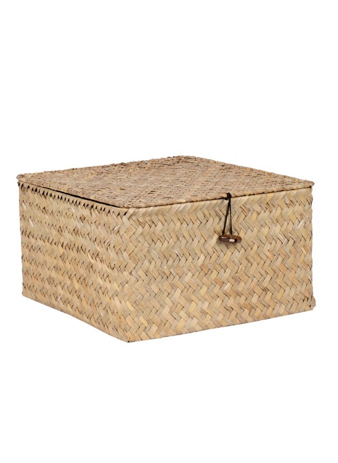 Natural Square Seagrass Storage Basket (27x27xH16cm) – Handwoven Organizer for Home Décor