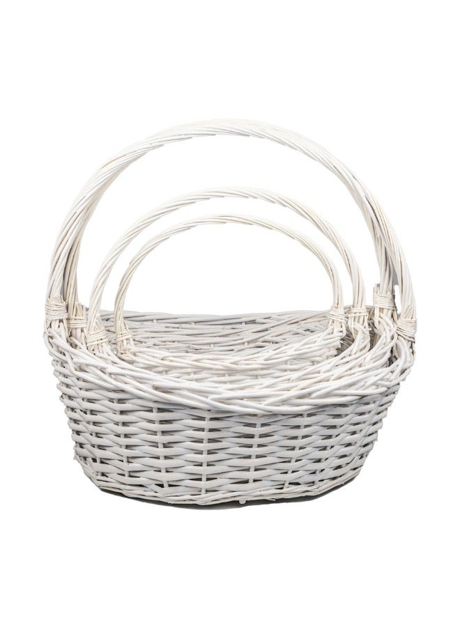 White Willow Basket Set - 4 Pcs, 48×37×17H, 41×32×14H, 35×25×12H, 30×20×11H