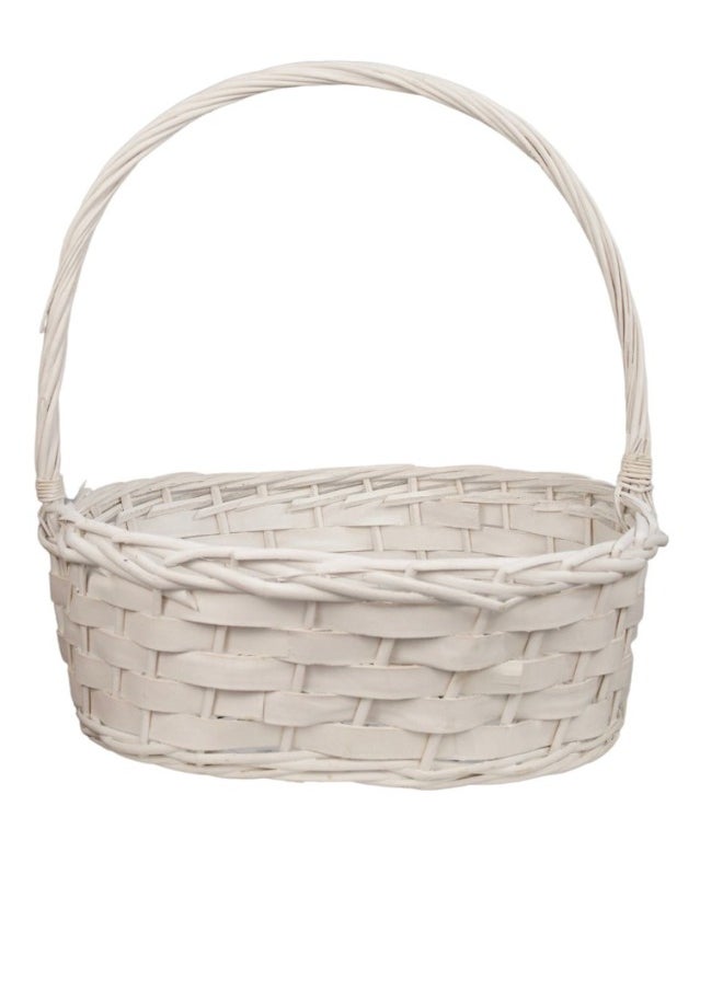 White Willow Basket - D44cm x H16cm, Spacious Organizer