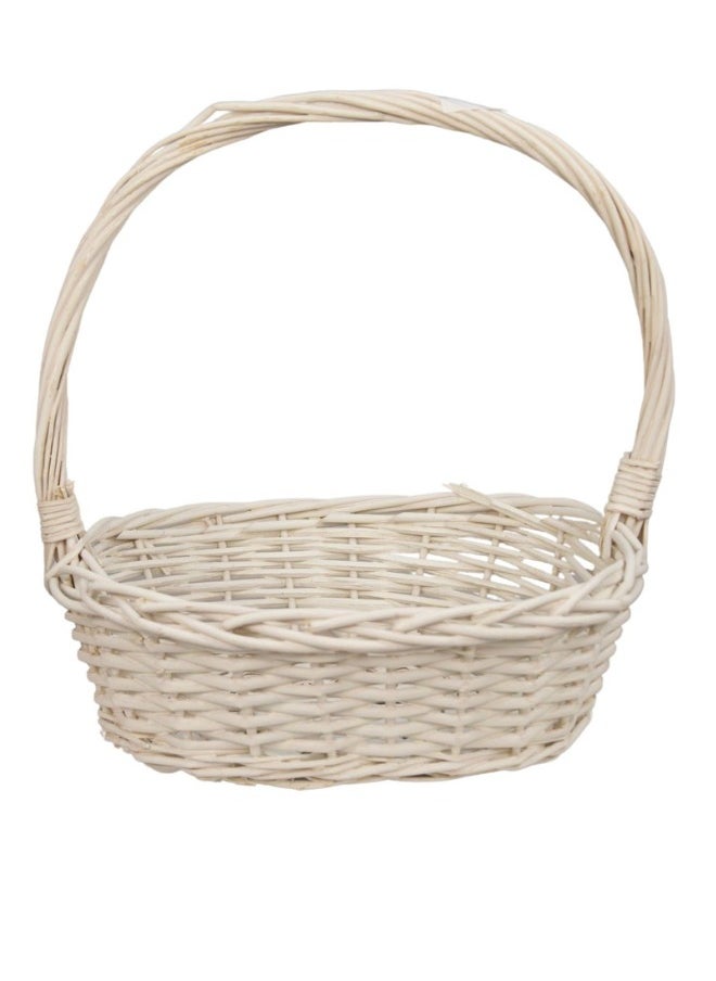 White Willow Basket - D32cm x H11cm, Elegant Organizer