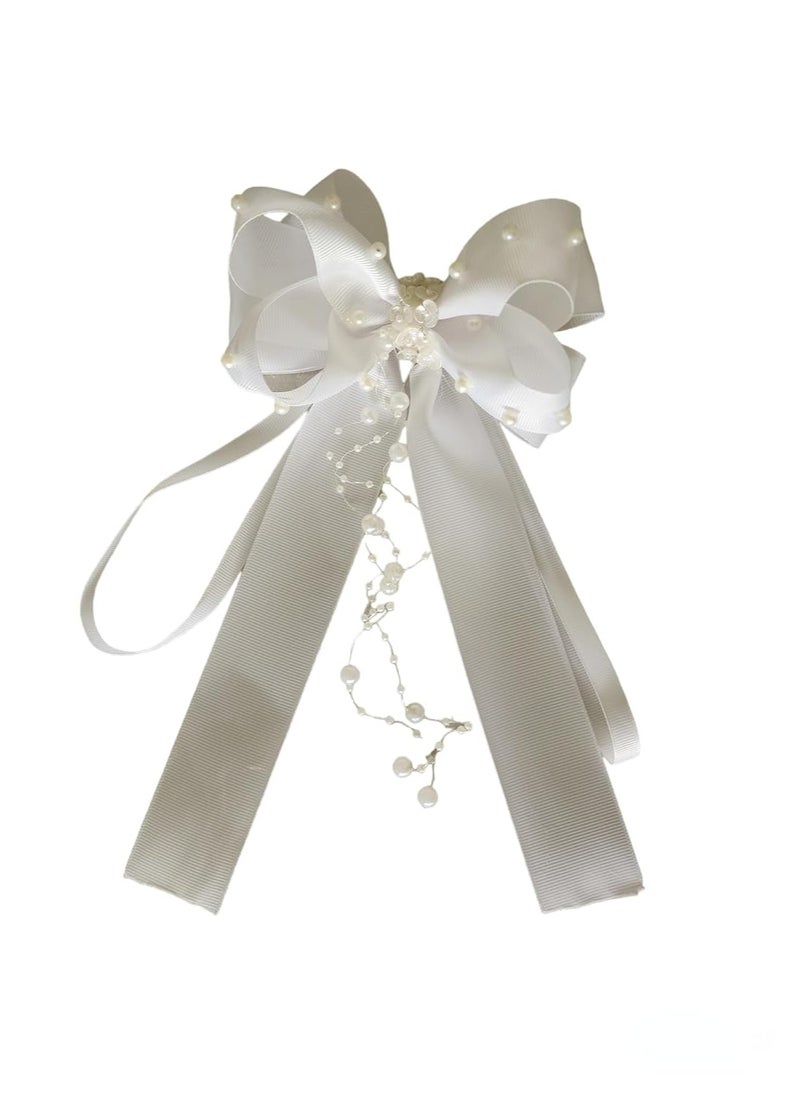 BowFancyFL First Communion Bow for Baptism White Bow for Girls