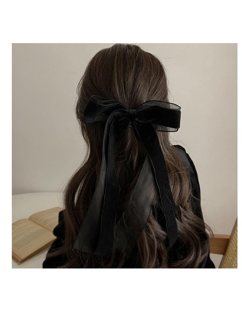 1pcs Hair Clips Gifts for Women Cute Hair Accessories for Women Girls teens Black Lace Velvet Hair Pins With Long Tail for Women Lady Tassel Ribbon Bow Hair Clips for Women Girls teens