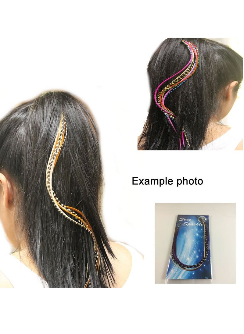 Feather Hair Extension – Ocean Blue and Aqua Grizzly Feathers, All Bonded Together at the Tip, With a Total of 5 Feathers, Ranging From 7 to 10 Inches in Length