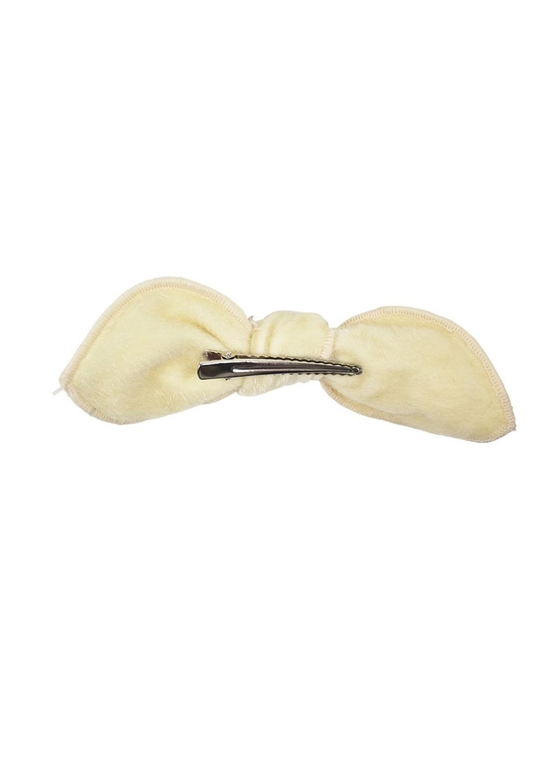 Small Furry Girls' Chic Bow Clip - Cream