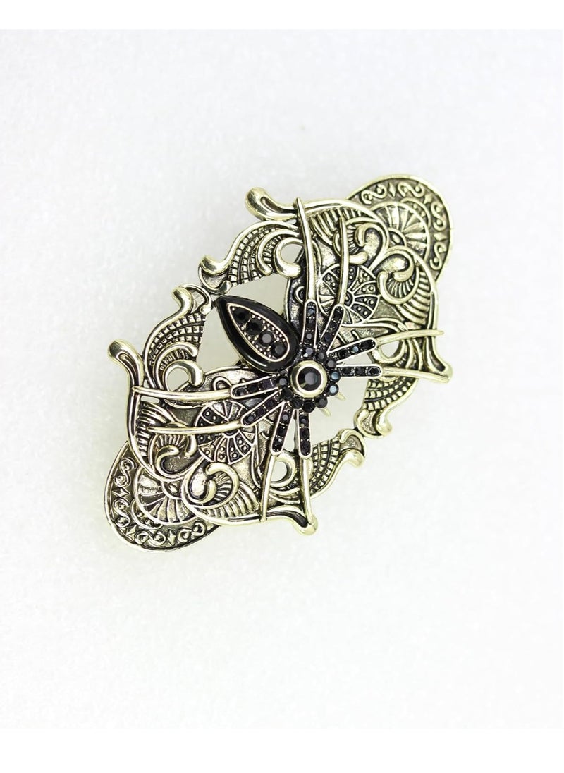 Faship George Black Rhinestone Crystal Spider Barrette For Halloween