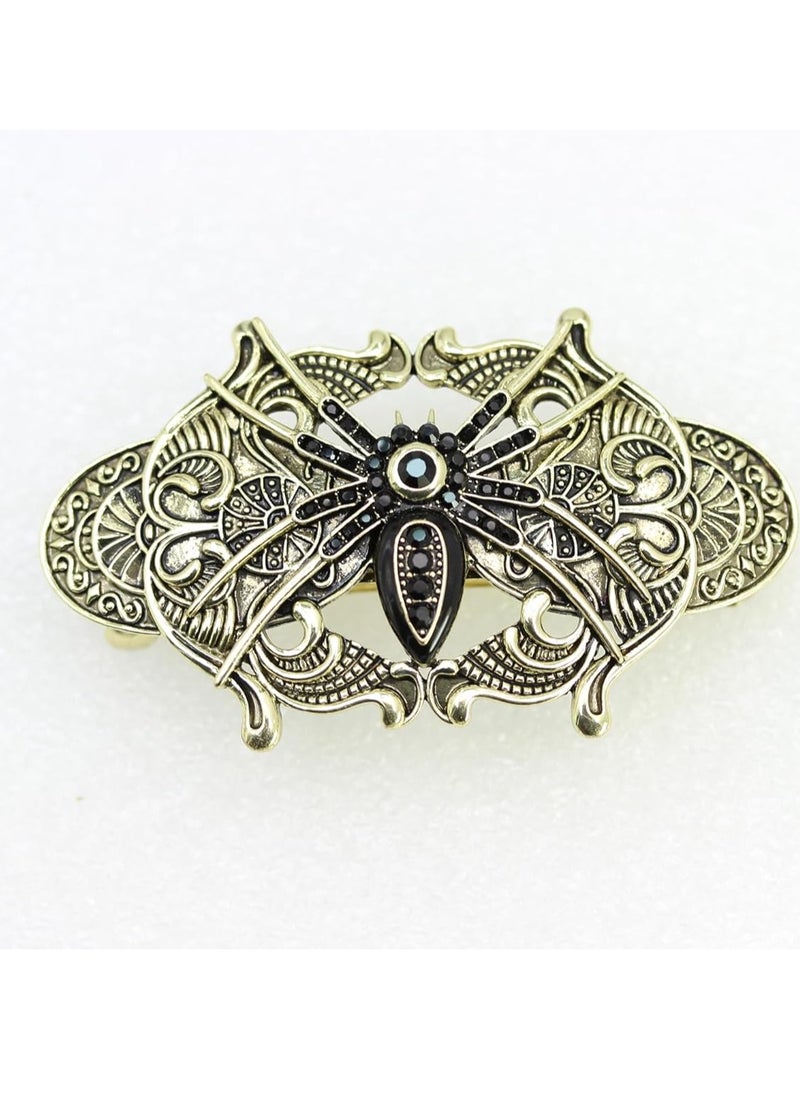 Faship George Black Rhinestone Crystal Spider Barrette For Halloween
