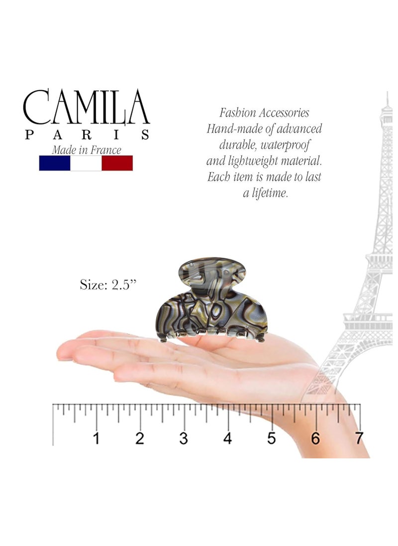 Camila Paris CP3061 French Hair Clip for Women, Handmade, Onyx, Small, Girls Hair Claw Clips Jaw, Durable Styling Hair Accessories for Women, Strong Hold No Slip Grip, Made in France