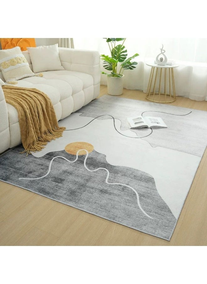Velvet Area Rug Minimalist Thickened Washable Large Carpet Soft Cartoon Style Anti-slip Big Rugs for Living Room Bedroom 160*230cm