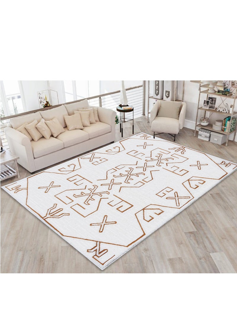 Tribe-Ivory-Copper-190X290 cm anti skid Machine Made Thick Indian Rug