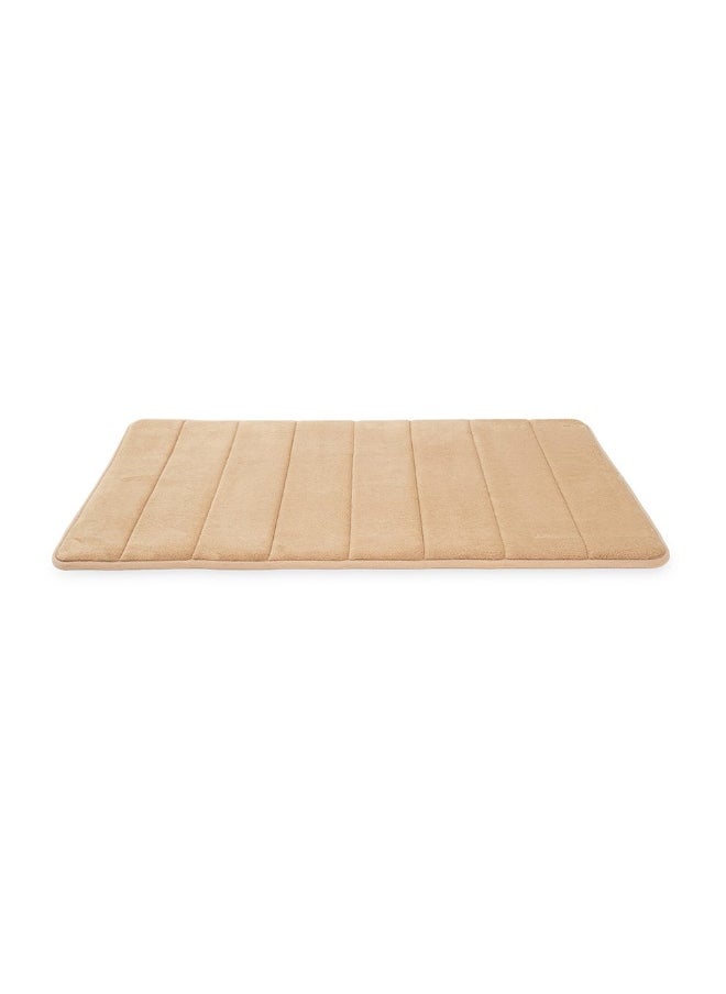 Justin 2- Pieces Coral Fleece Memory Foam Floor Mat Pack, Cream - 80X50 Cm
