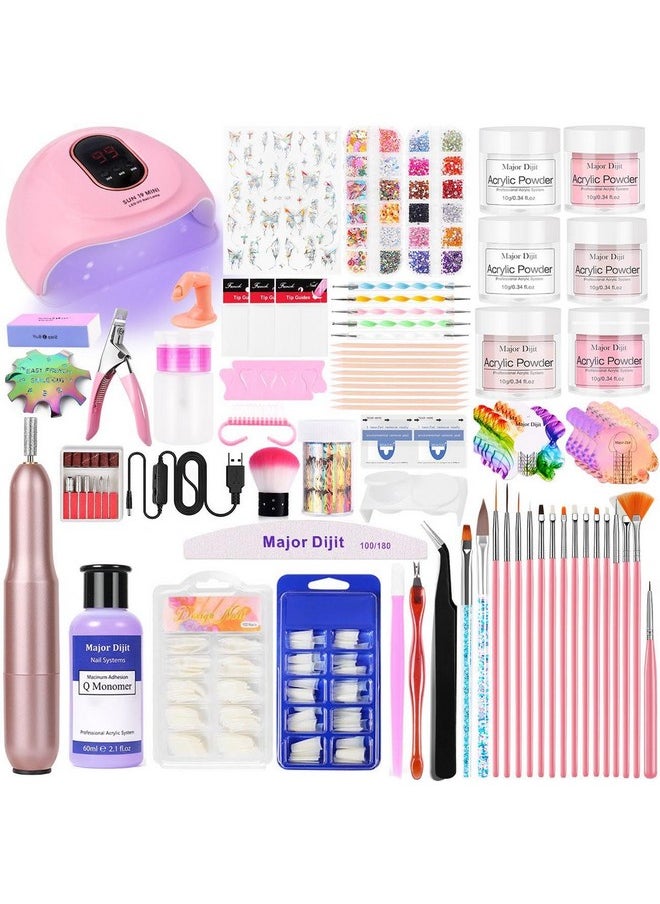 Acrylic Nail Kit With Liquid Monomer,6Colors Acrylic Powder,Uv Lamp Acrylic For Beginners With Everything Nail Supplies (White)