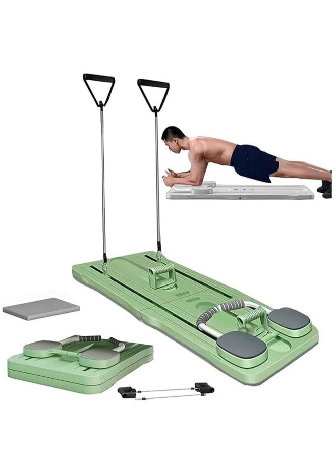 Multifunctional Ab Roller with Automatic Rebound, Elbow Support, and Pilates Reformer Set, Portable Core Strength Trainer for Abdominal Workouts, Plank Training, and Push-Ups, with EVA Pads and Foldable Design for Home Fitness