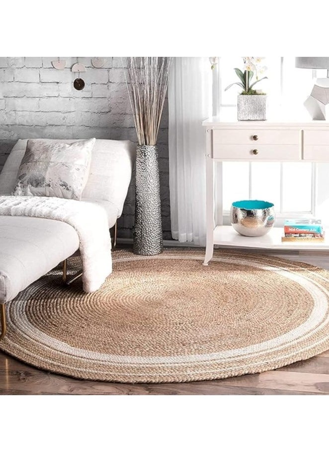 Jute Rug Carpet Hand Made Round Jute Rug Carpet Floor Mat Hand Braided Natural Jute Rug Round Shape Natural Kitchen Mat Jute Rug Door Mat Carpet For Indoor and Outdoor