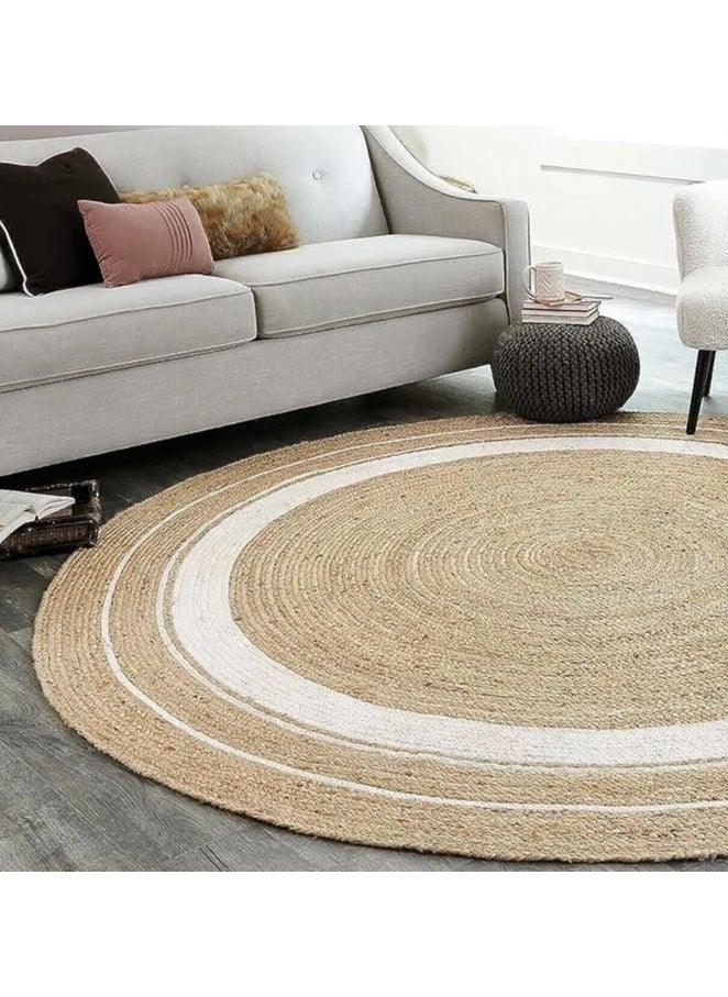 Jute Rug Carpet Hand Made Round Jute Rug Carpet Floor Mat Hand Braided Natural Jute Rug Round Shape Natural Kitchen Mat Jute Rug Door Mat Carpet For Indoor and Outdoor