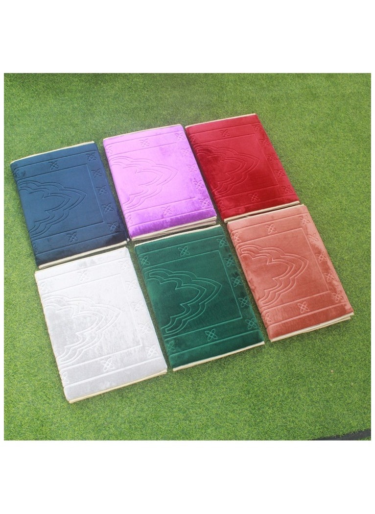 Set of 2pc Foldable Prayer Mat with Back Support Thick Padded for Extra Comfort & Tote Bag for Easy Travel-Perfect for Jumah, Ramadan, Hajj  any two random colours