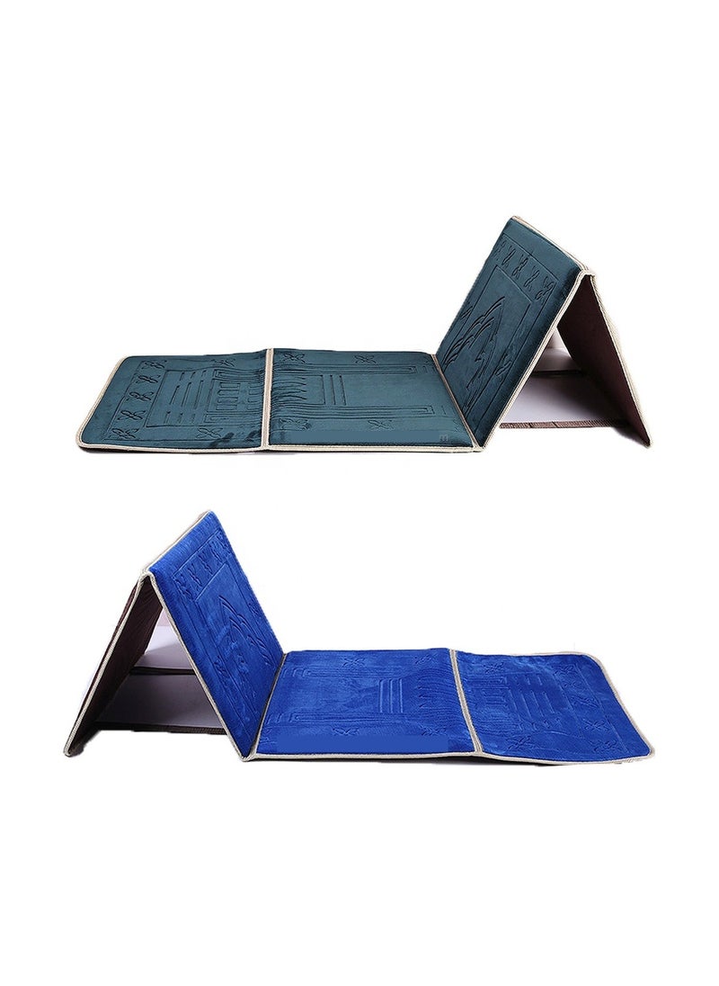 Set of 2pc Foldable Prayer Mat with Back Support Thick Padded for Extra Comfort & Tote Bag for Easy Travel-Perfect for Jumah, Ramadan, Hajj  any two random colours