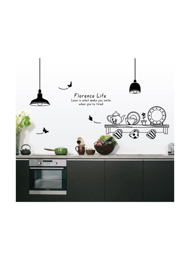 Restaurant Lamp Tableware Themed Wall Sticker Black 90x60cm