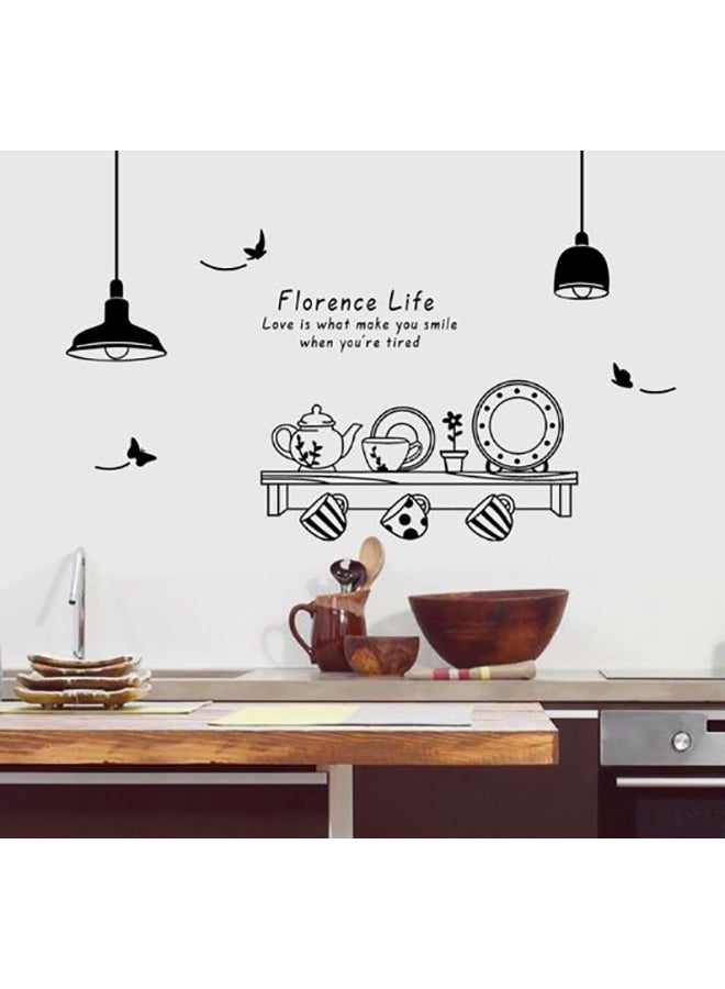 Restaurant Lamp Tableware Themed Wall Sticker Black 90x60cm